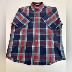 Vintage The Fox Collection plaid short sleeve shirt 
Men size 16 1/2